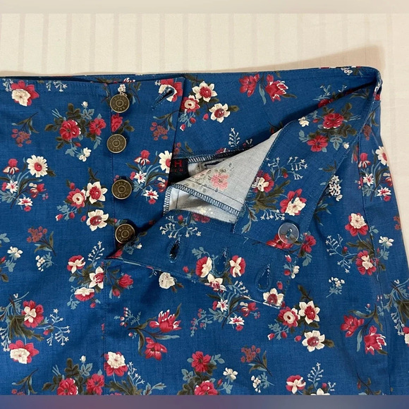 90s Y2K Vintage Ralph Lauren Mini Skirt Blue Floral Size 2 - Picture 5 of 8